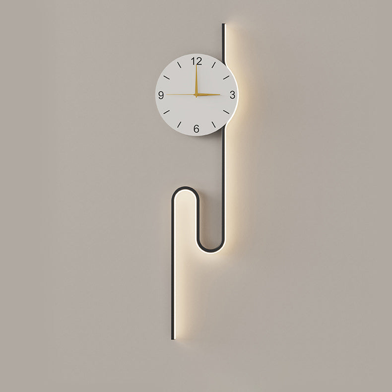 Long Clock Iron Acrylic Lampshade LED Wall Sconce Lamp