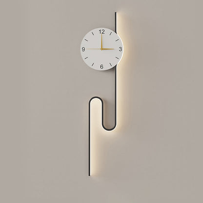 Long Clock Iron Acrylic Lampshade LED Wall Sconce Lamp