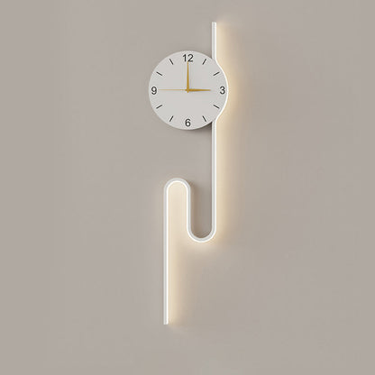Long Clock Iron Acrylic Lampshade LED Wall Sconce Lamp