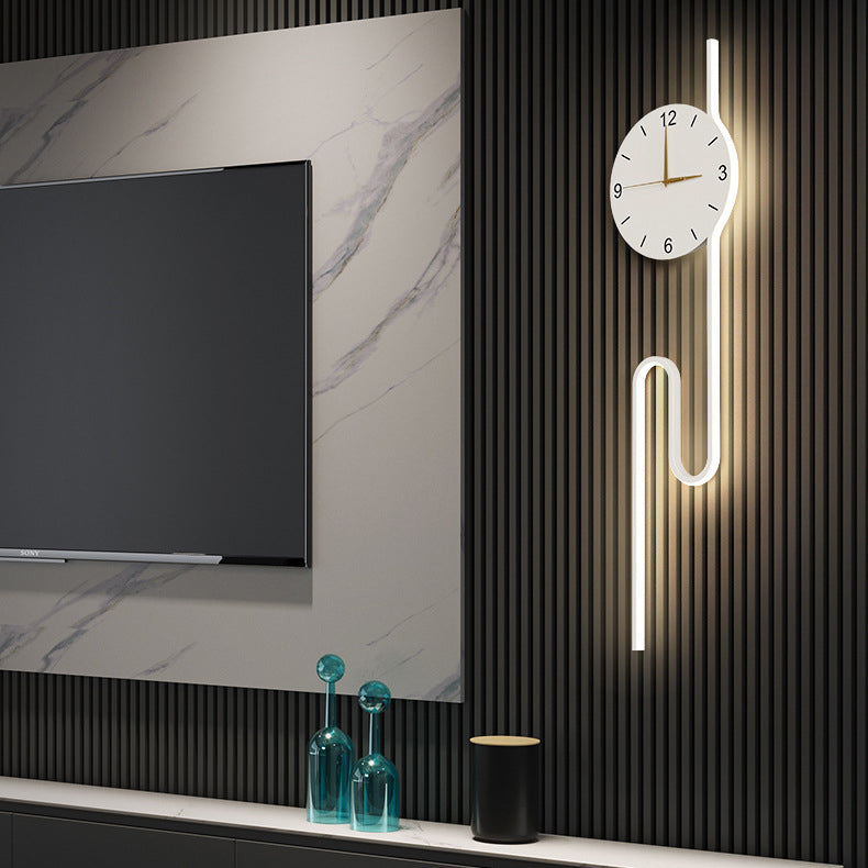 Long Clock Iron Acrylic Lampshade LED Wall Sconce Lamp