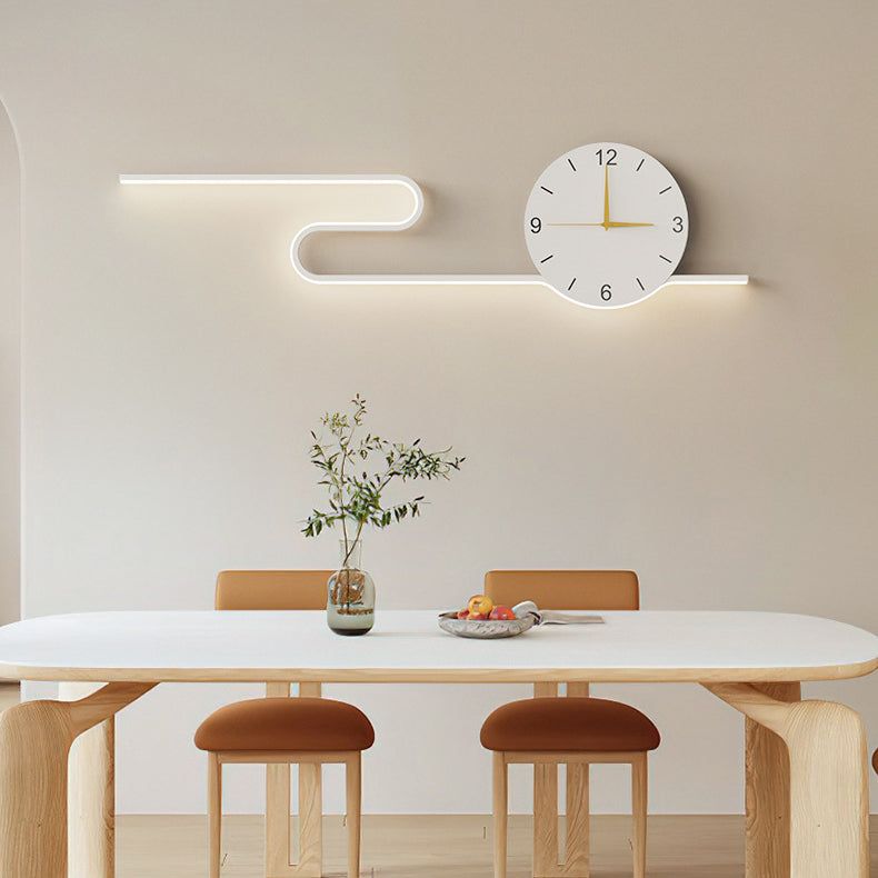 Long Clock Iron Acrylic Lampshade LED Wall Sconce Lamp