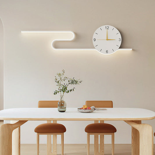 Long Clock Iron Acrylic Lampshade LED Wall Sconce Lamp