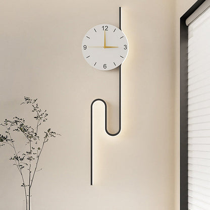 Long Clock Iron Acrylic Lampshade LED Wall Sconce Lamp