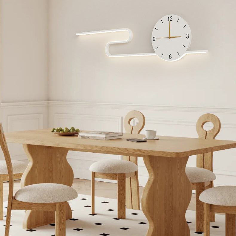 Long Clock Iron Acrylic Lampshade LED Wall Sconce Lamp