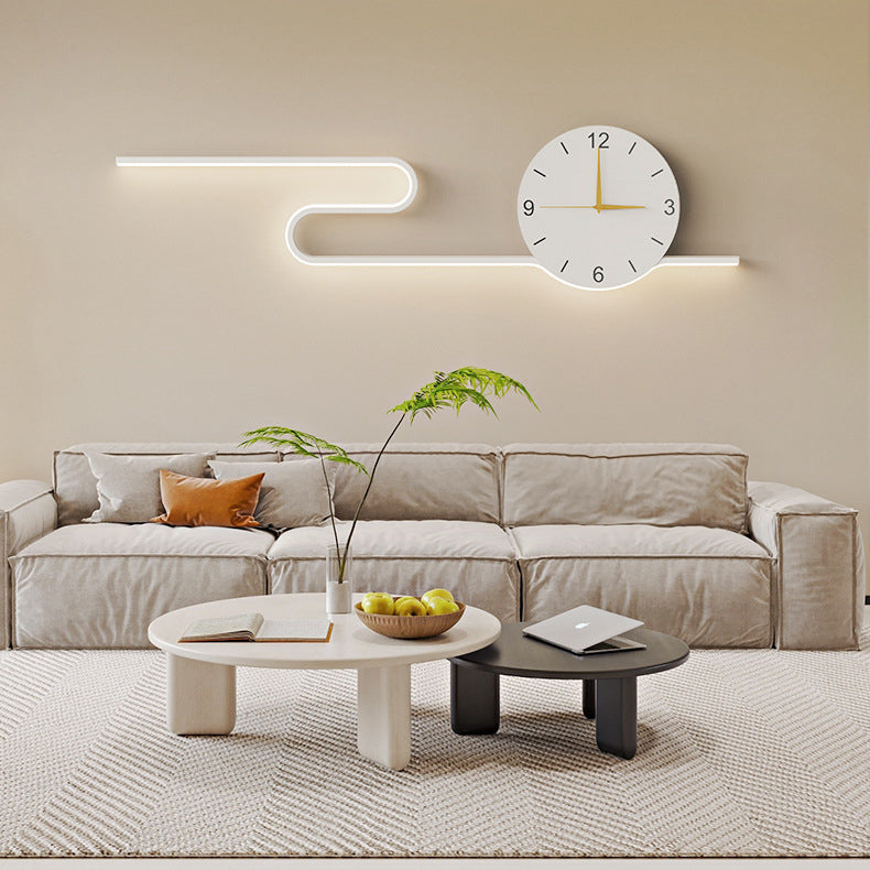Long Clock Iron Acrylic Lampshade LED Wall Sconce Lamp
