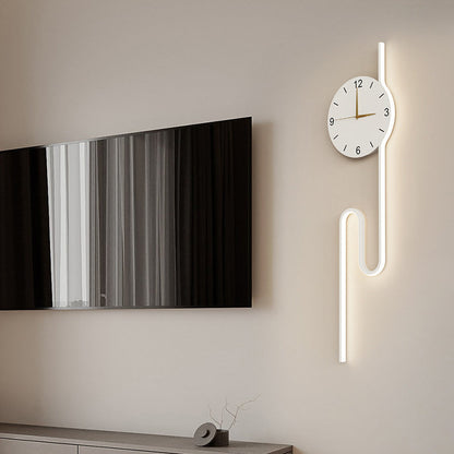 Long Clock Iron Acrylic Lampshade LED Wall Sconce Lamp