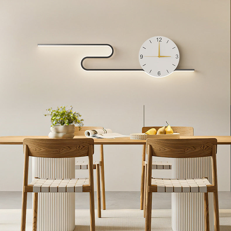 Long Clock Iron Acrylic Lampshade LED Wall Sconce Lamp