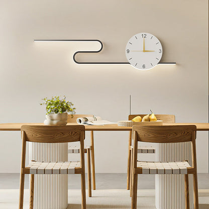 Long Clock Iron Acrylic Lampshade LED Wall Sconce Lamp
