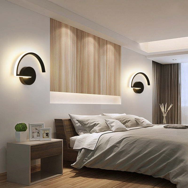 Semicircle Hardware Iron Lampshade LED Wall Sconce Lamp
