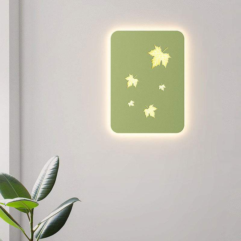 Rectangular Leaves Full Iron Lampshade LED Wall Sconce Lamp
