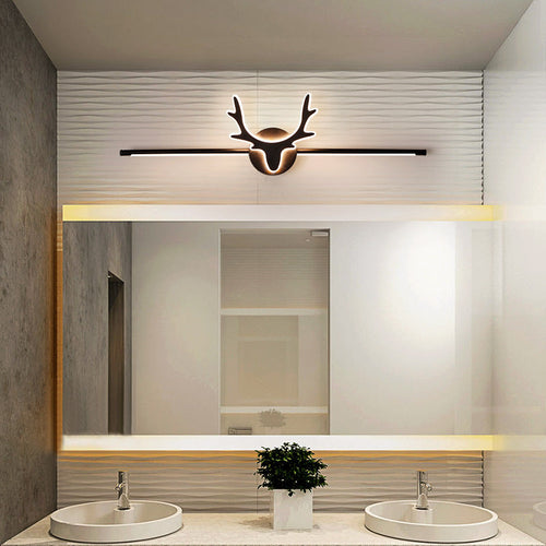 Contemporary Scandinavian Deer Iron Acrylic LED Vanity Light Mirror Front Wall Sconce Lamp For Bathroom