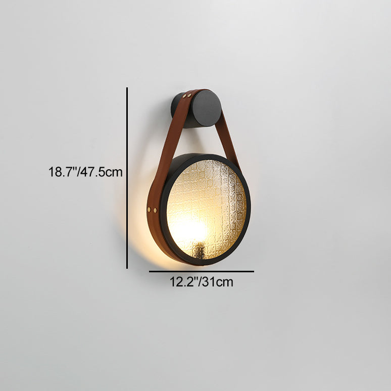 Belt Round Iron Glass Lampshade 1 - Light Wall Sconce Lamp