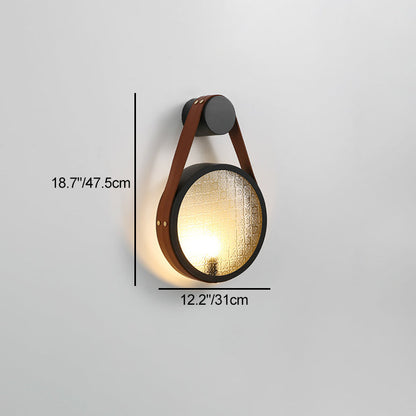 Belt Round Iron Glass Lampshade 1 - Light Wall Sconce Lamp
