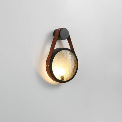 Belt Round Iron Glass Lampshade 1 - Light Wall Sconce Lamp
