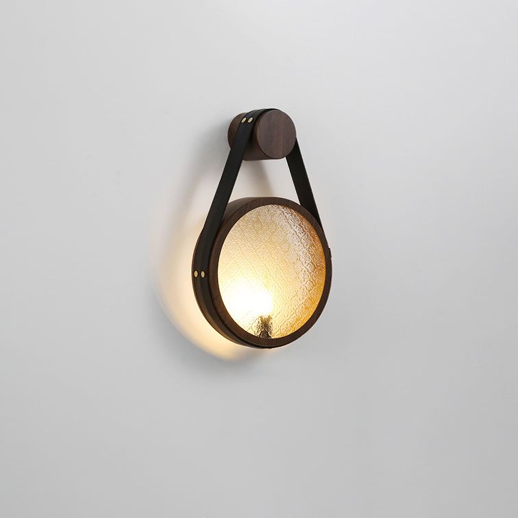 Belt Round Iron Glass Lampshade 1 - Light Wall Sconce Lamp