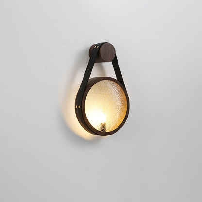 Belt Round Iron Glass Lampshade 1 - Light Wall Sconce Lamp