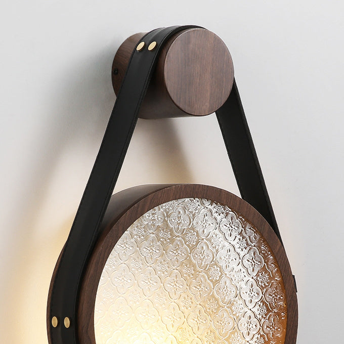 Belt Round Iron Glass Lampshade 1 - Light Wall Sconce Lamp