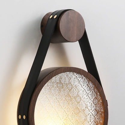 Belt Round Iron Glass Lampshade 1 - Light Wall Sconce Lamp