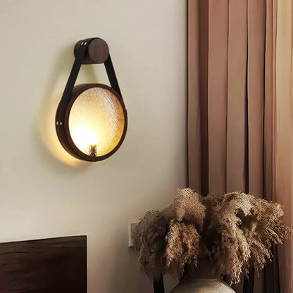 Belt Round Iron Glass Lampshade 1 - Light Wall Sconce Lamp