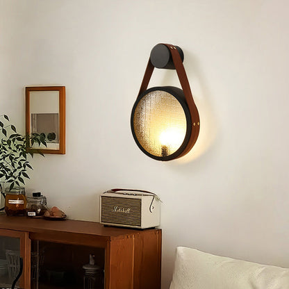 Belt Round Iron Glass Lampshade 1 - Light Wall Sconce Lamp