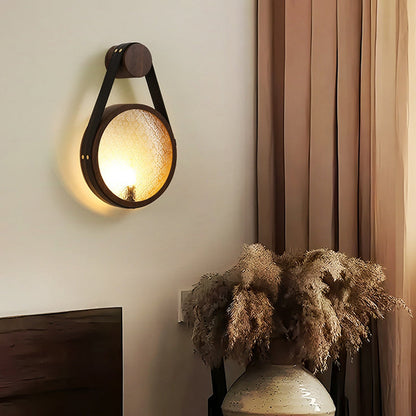 Belt Round Iron Glass Lampshade 1 - Light Wall Sconce Lamp