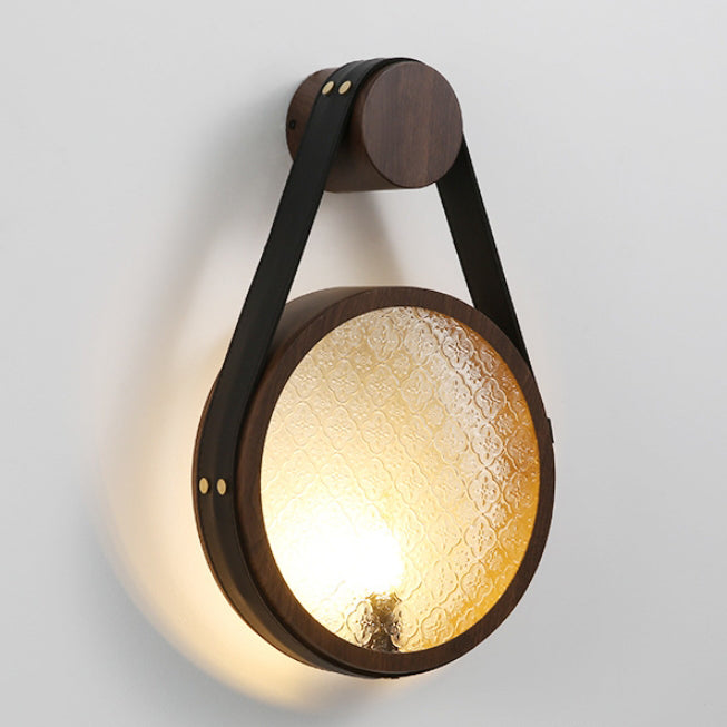 Belt Round Iron Glass Lampshade 1 - Light Wall Sconce Lamp