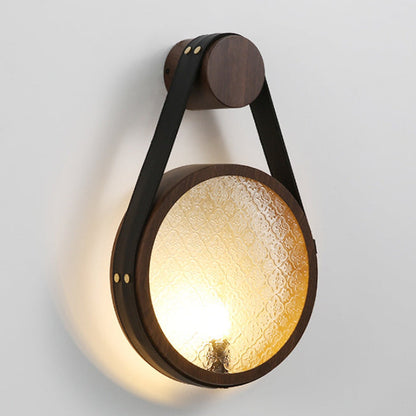 Belt Round Iron Glass Lampshade 1 - Light Wall Sconce Lamp