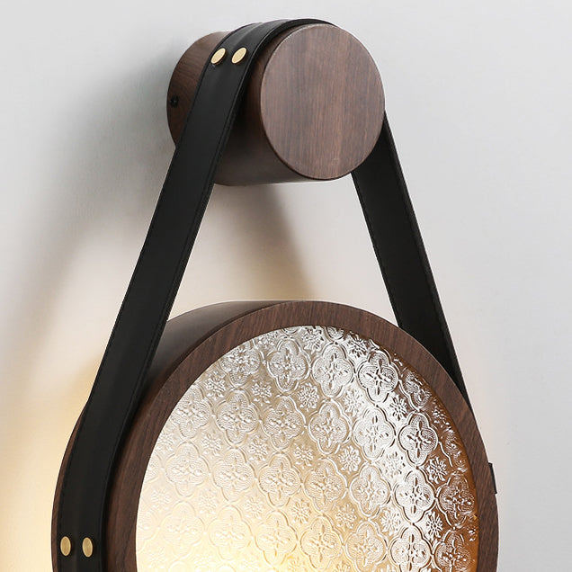 Belt Round Iron Glass Lampshade 1 - Light Wall Sconce Lamp
