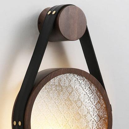 Belt Round Iron Glass Lampshade 1 - Light Wall Sconce Lamp