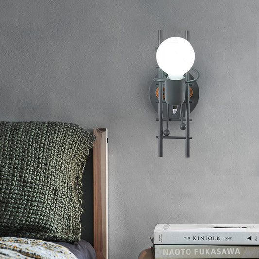 Little Rubber Wood Lampshade 1 - Light Wall Sconce Lamp