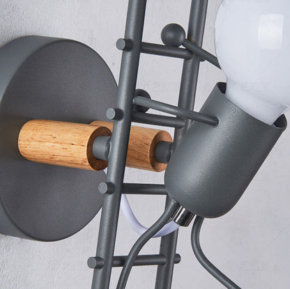 Little Rubber Wood Lampshade 1 - Light Wall Sconce Lamp