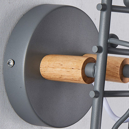 Little Rubber Wood Lampshade 1 - Light Wall Sconce Lamp