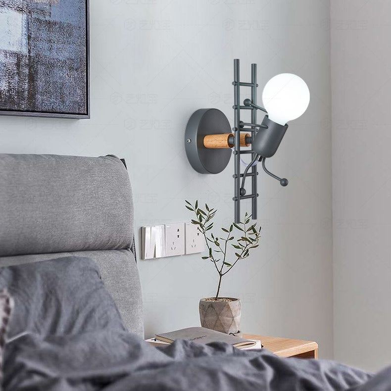Little Rubber Wood Lampshade 1 - Light Wall Sconce Lamp