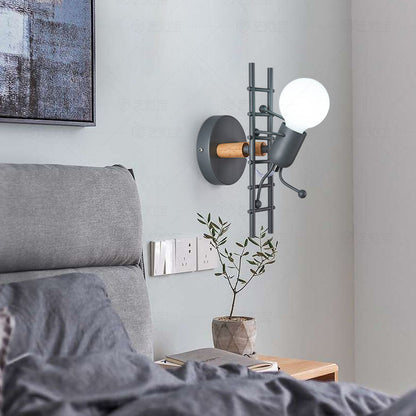 Little Rubber Wood Lampshade 1 - Light Wall Sconce Lamp