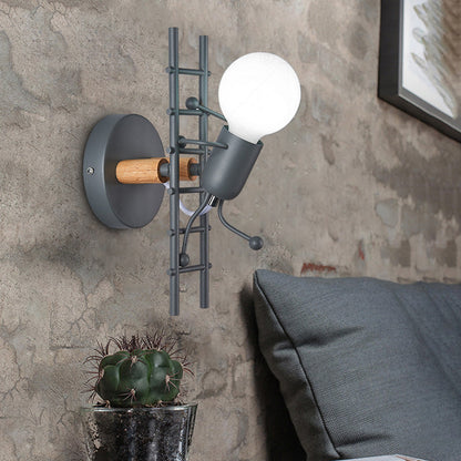 Little Rubber Wood Lampshade 1 - Light Wall Sconce Lamp