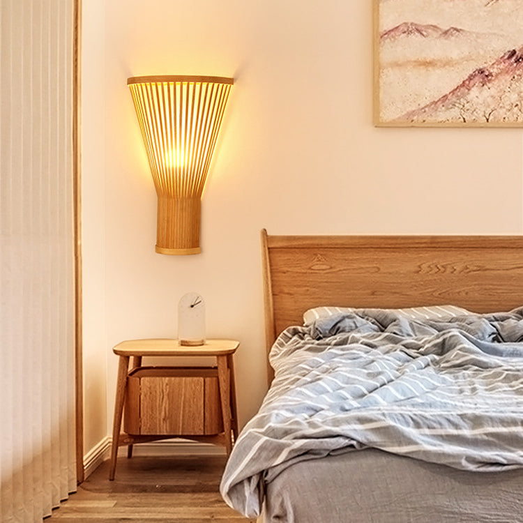 Japanese Shape Bamboo Lampshade 1 - Light Wall Sconce Lamp