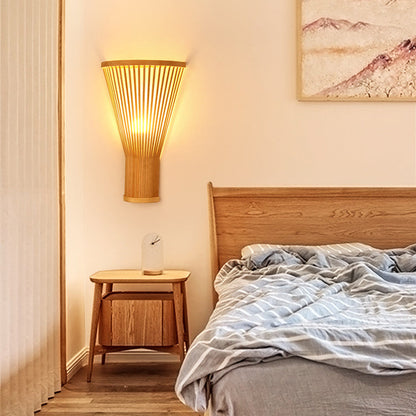 Japanese Shape Bamboo Lampshade 1 - Light Wall Sconce Lamp