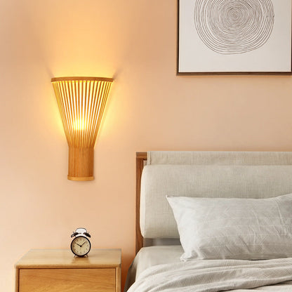 Japanese Shape Bamboo Lampshade 1 - Light Wall Sconce Lamp