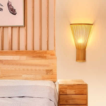 Japanese Shape Bamboo Lampshade 1 - Light Wall Sconce Lamp