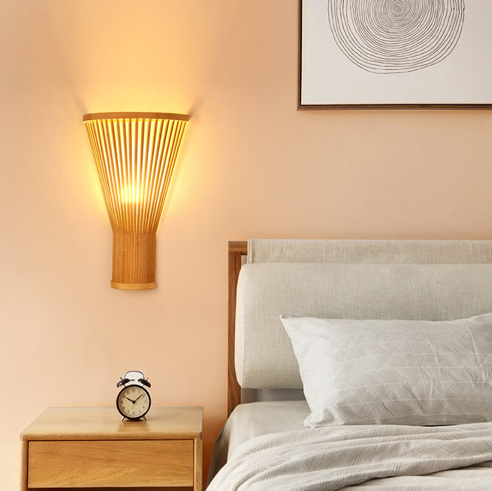 Japanese Shape Bamboo Lampshade 1 - Light Wall Sconce Lamp