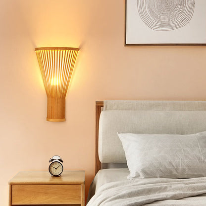Japanese Shape Bamboo Lampshade 1 - Light Wall Sconce Lamp