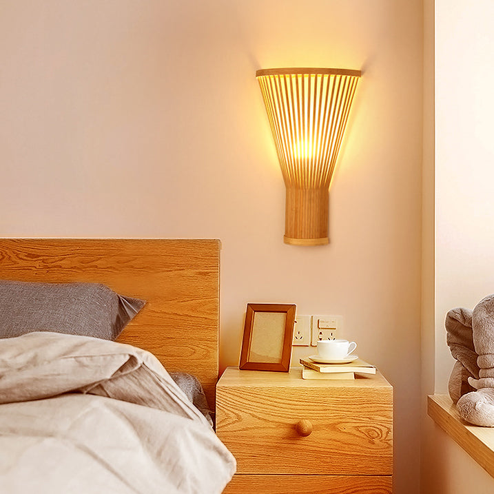 Japanese Shape Bamboo Lampshade 1 - Light Wall Sconce Lamp