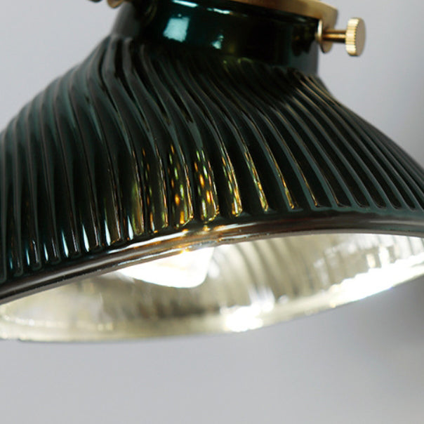 French Brass Glass Lampshade 1 - Light Wall Sconce Lamp