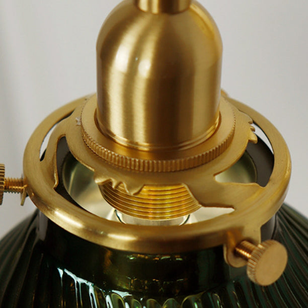 French Brass Glass Lampshade 1 - Light Wall Sconce Lamp