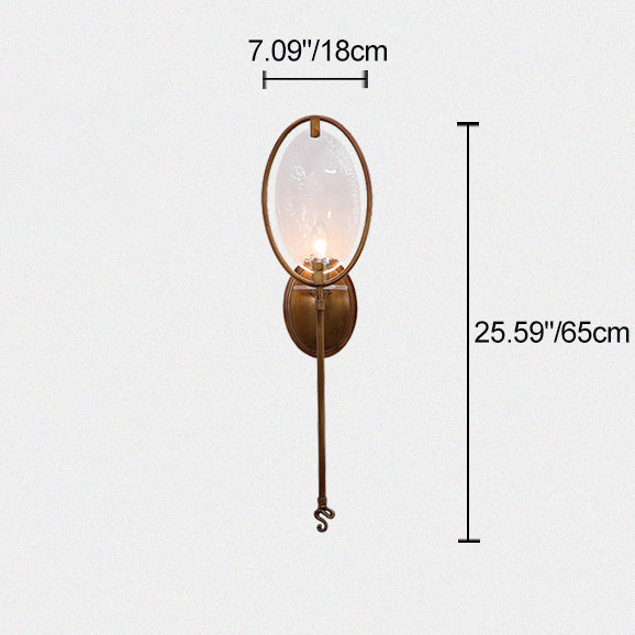 Racket Shape Copper Glass 1 - Light Wall Sconce Lamp