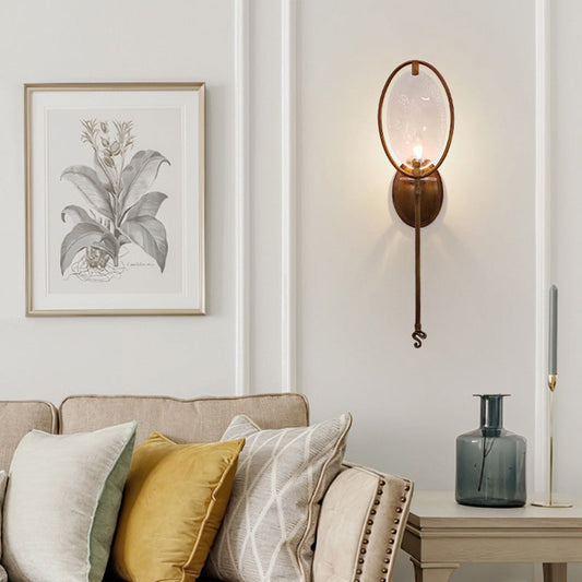 Racket Shape Copper Glass 1 - Light Wall Sconce Lamp
