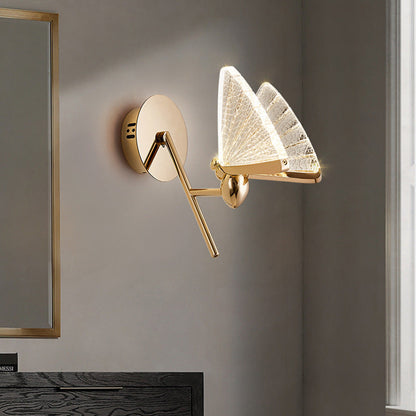 Butterfly Acrylic Lampshade Iron LED Wall Sconce Lamp