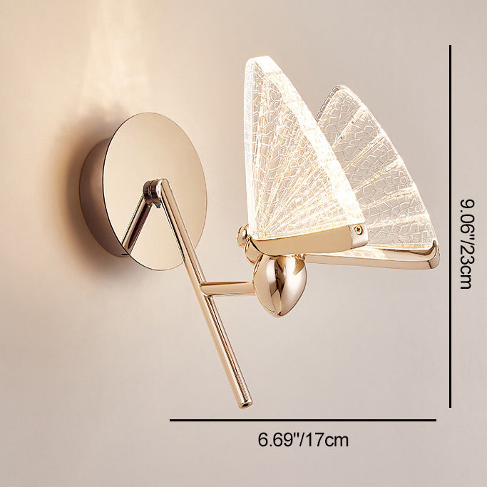 Butterfly Acrylic Lampshade Iron LED Wall Sconce Lamp