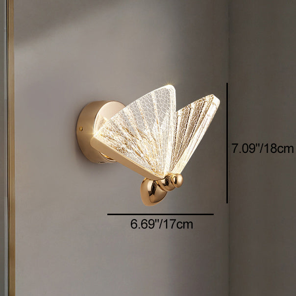 Butterfly Acrylic Lampshade Iron LED Wall Sconce Lamp