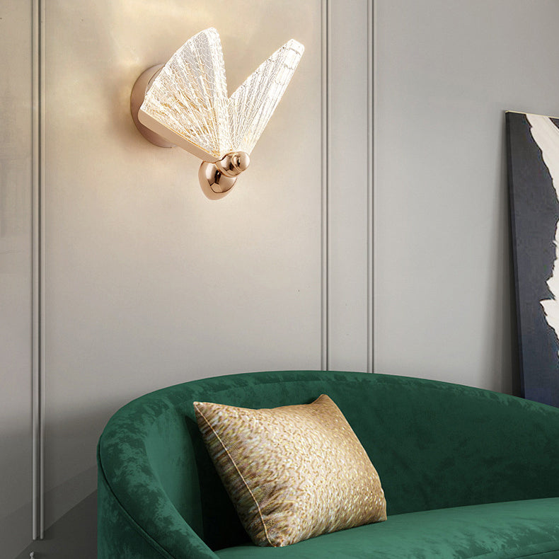 Butterfly Acrylic Lampshade Iron LED Wall Sconce Lamp